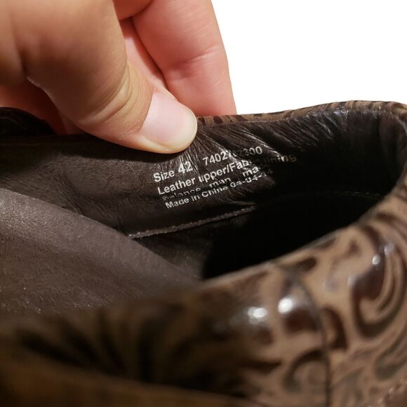 Dankso Clogs Women's 10.5 Floral Embossed Tooled Leather Nurse Brown Shoes - Picture 7 of 12